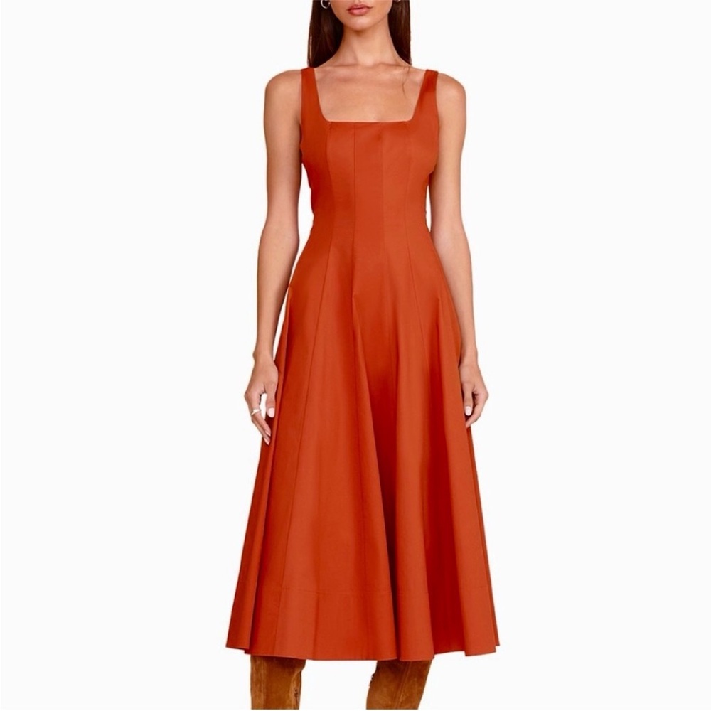 NWT STAUD Wells Midi Dress in Spice